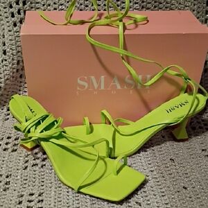 Smash Shoes Neon Green Strappy Heels